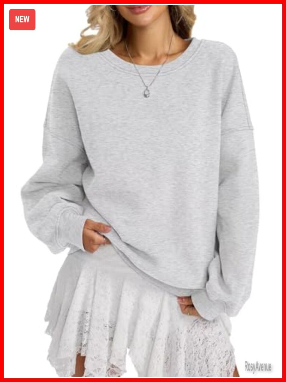 Oversized Fleece Crewneck Sweatshirt Long Sleeve Pullover Cotton Blend